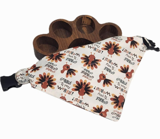 Turkey Dog Bandana: Thanksgiving Cotton Pet Scarf (Over-the-Collar or Snap)