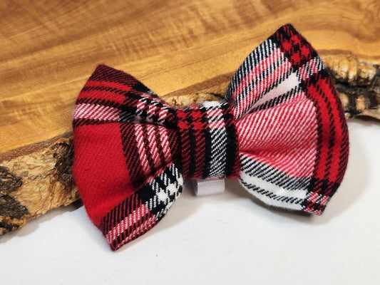 Plaid Dog Collar Bows: Brushed Plaid Pet Bow Plaid, Plaid Pet Bow (Many Patterns and Colors)