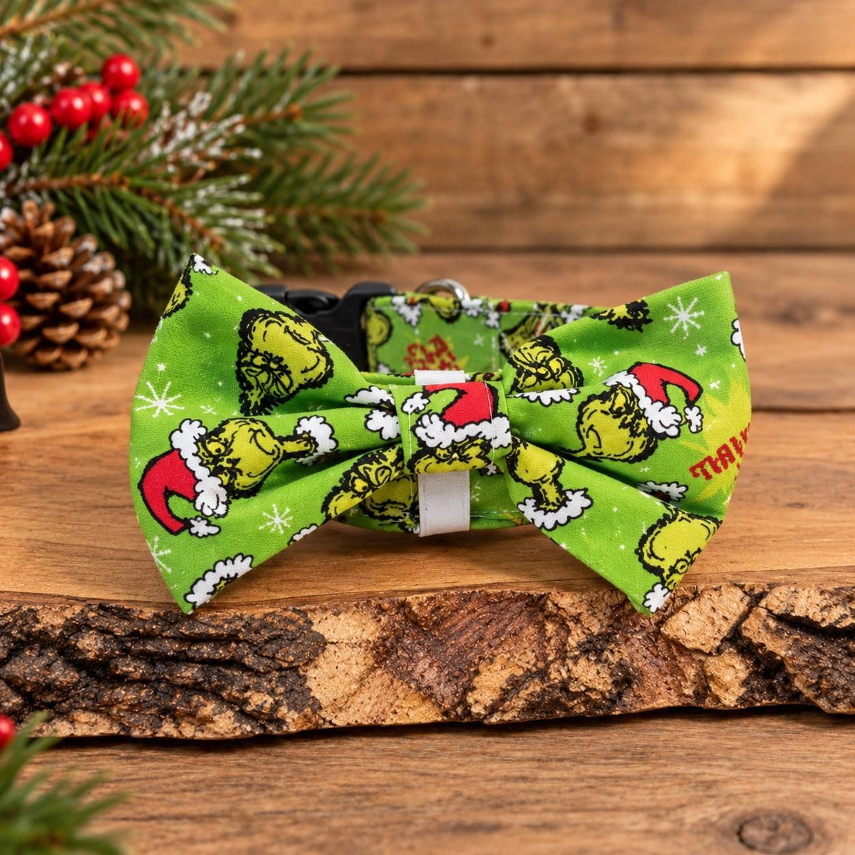 Grinch Christmas Dog Collar, Leash and Bows Options