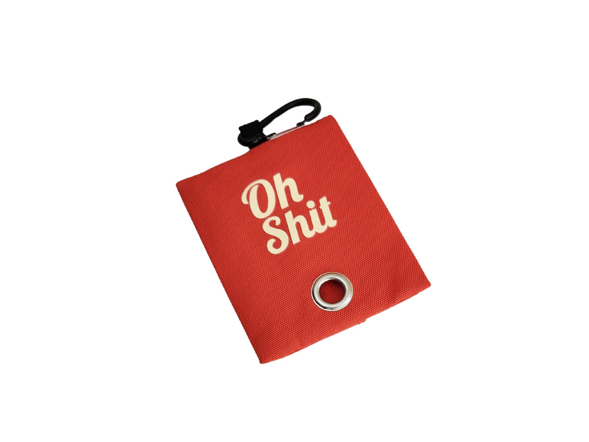 OH SHIT Dog Poop Bag Holder with Carabiner: Black, Pink, Hot Pink, Light Blue, Navy Blue, Orange