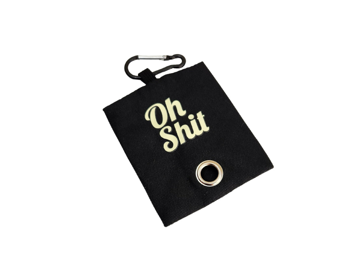 OH SHIT Dog Poop Bag Holder with Carabiner: Black, Pink, Hot Pink, Light Blue, Navy Blue, Orange