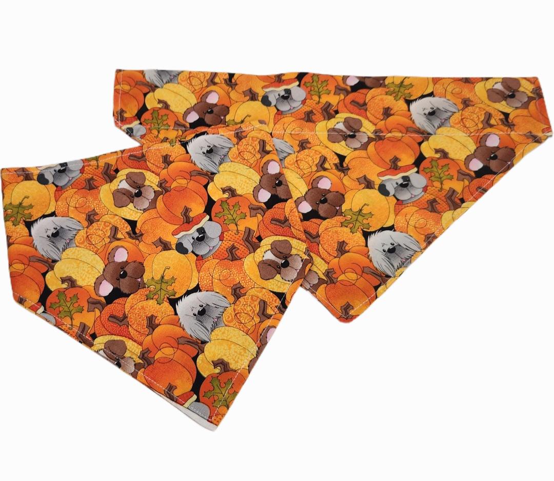 Turkey Dog Bandana: Thanksgiving Cotton Pet Scarf (Over-the-Collar or Snap)