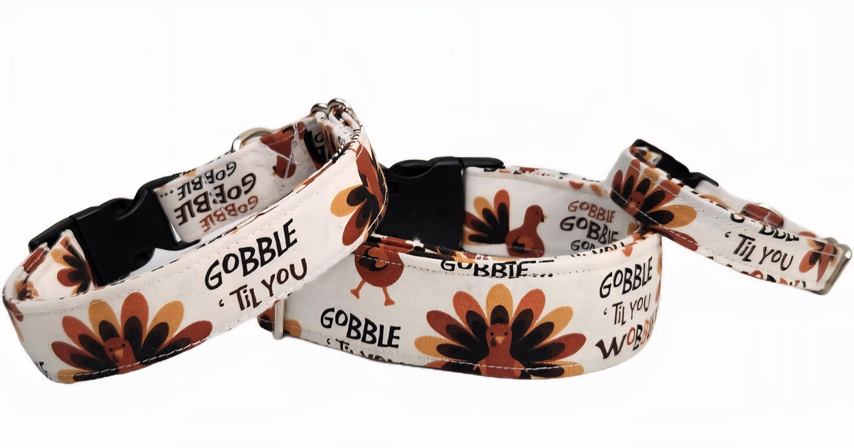 Turkey Dog Collar and Matching Bows, Gobble til You Wobble