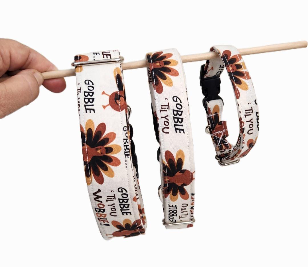 Turkey Dog Collar and Matching Bows, Gobble til You Wobble