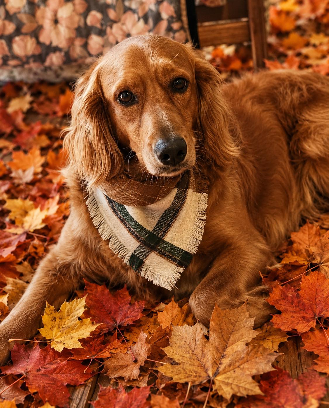Handmade Plaid Dog Bandana: Matching Infiniti Scarf for Pet Lover, Match your Pet