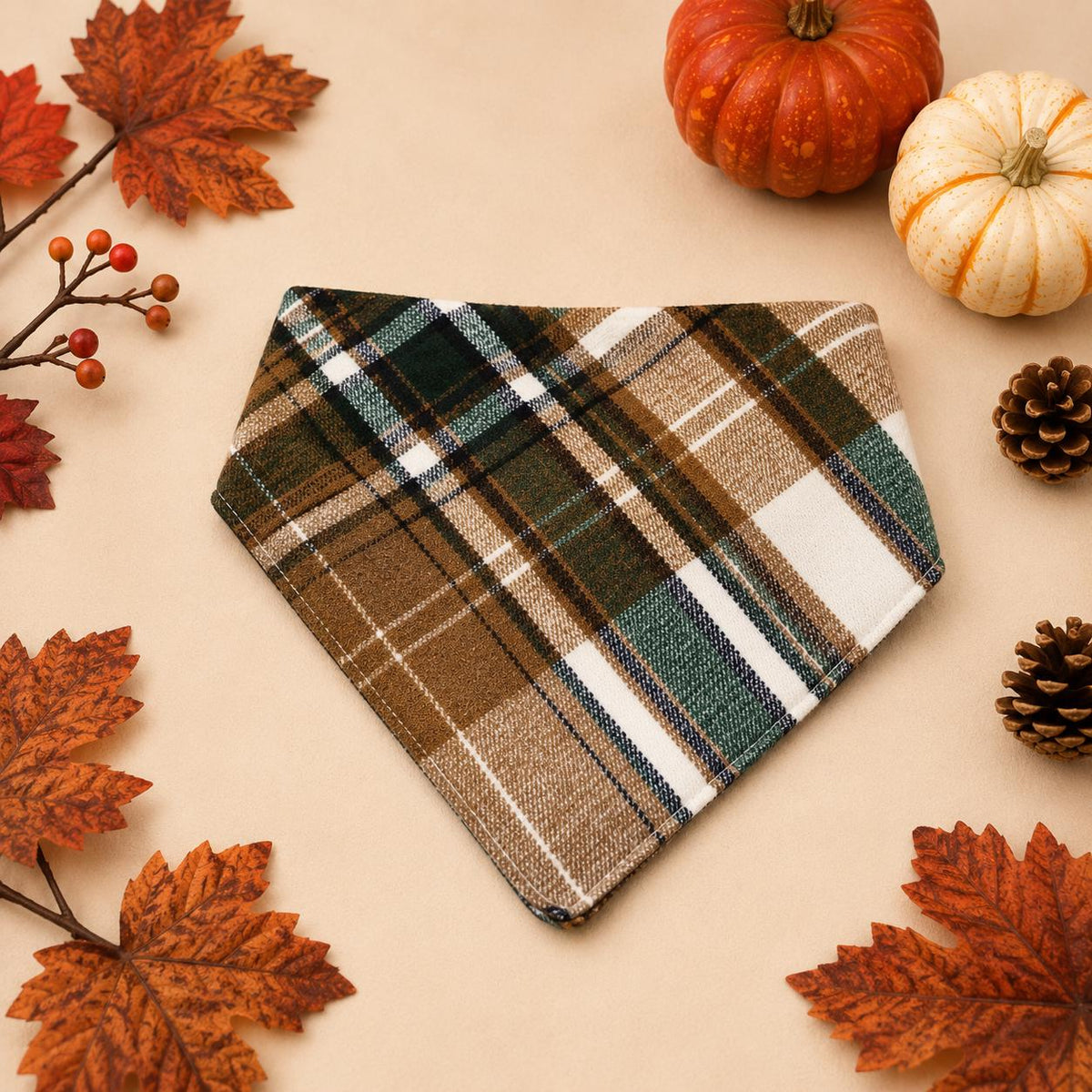 Handmade Plaid Dog Bandana: Matching Infiniti Scarf for Pet Lover, Match your Pet