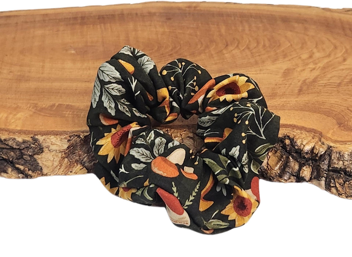 Mushroom Sunflower Dog Bandana: Reversible Cotton Scarf (Fall Pet Accessory)