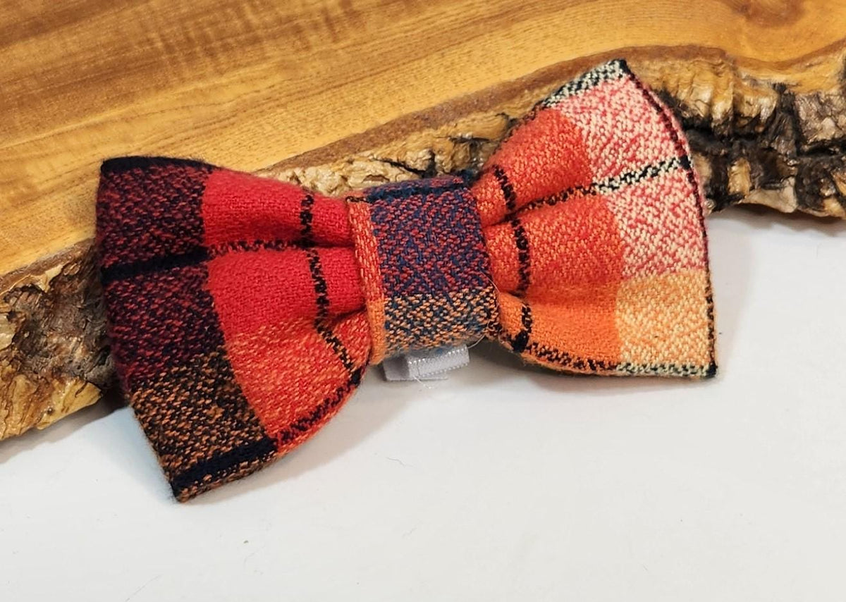 Plaid Dog Collar Bows: Brushed Plaid Pet Bow Plaid, Plaid Pet Bow (Many Patterns and Colors)