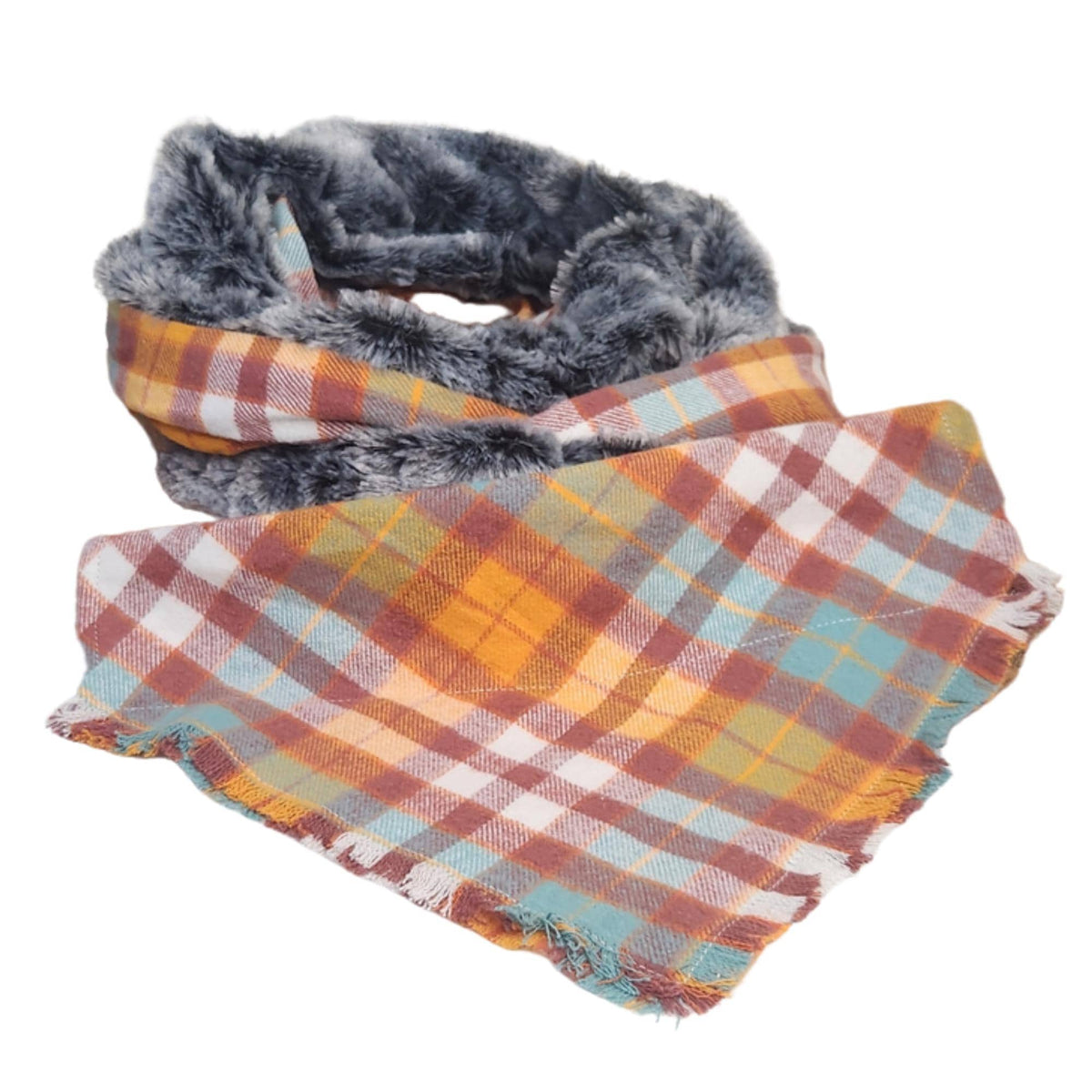 Handmade Plaid Dog Bandana: Matching Infiniti Scarf for Pet Lover, Match your Pet