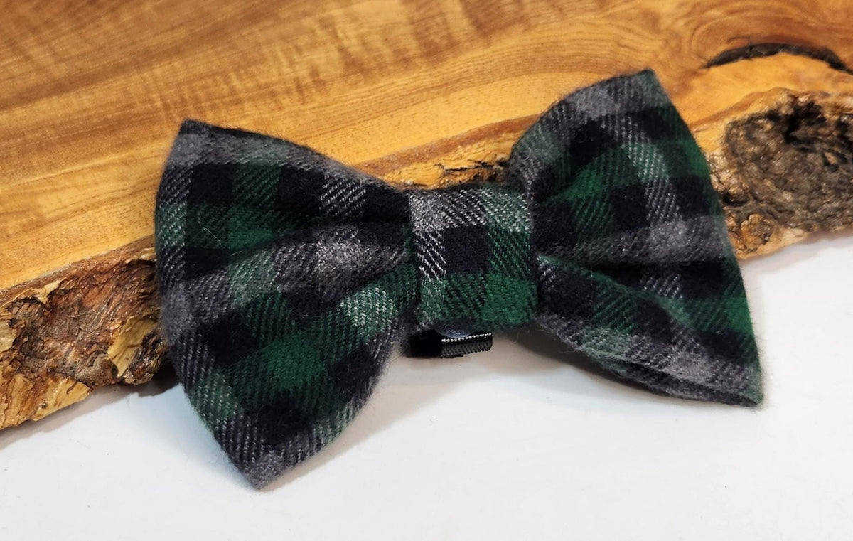 Plaid Dog Collar Bows: Brushed Plaid Pet Bow Plaid, Plaid Pet Bow (Many Patterns and Colors)