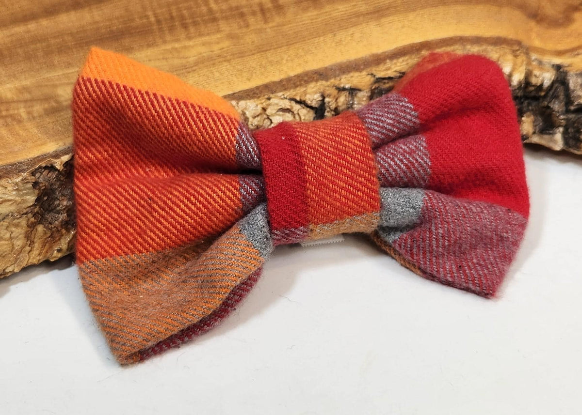 Plaid Dog Collar Bows: Brushed Plaid Pet Bow Plaid, Plaid Pet Bow (Many Patterns and Colors)