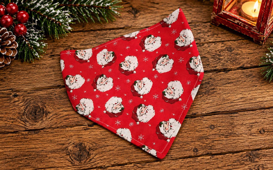 Santa Dog Bandana, Sparkle Red Christmas Pet Scarf