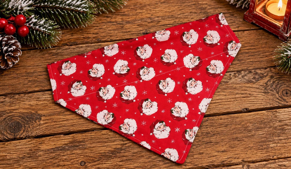 Santa Dog Bandana, Sparkle Red Christmas Pet Scarf